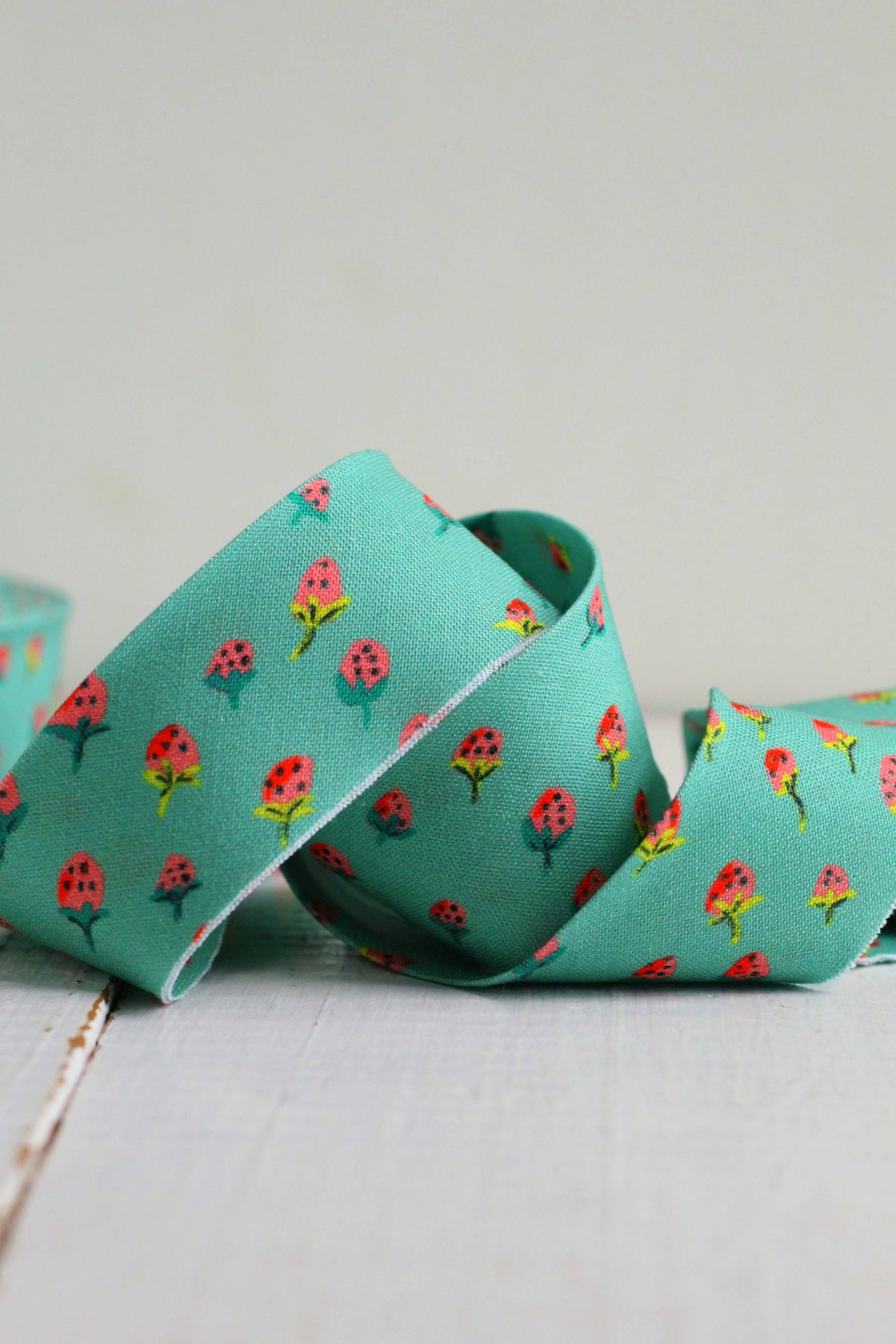 2.5" Bias Quilt Binding // Field Strawberries in Teal