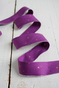 2.5" Bias Quilt Binding // Sparkler Eggplant Metallic // Bessie Pearl