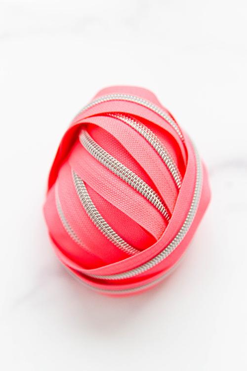 Zipper Tape #5 3yd // Neon Flamingo // Knot and Thread