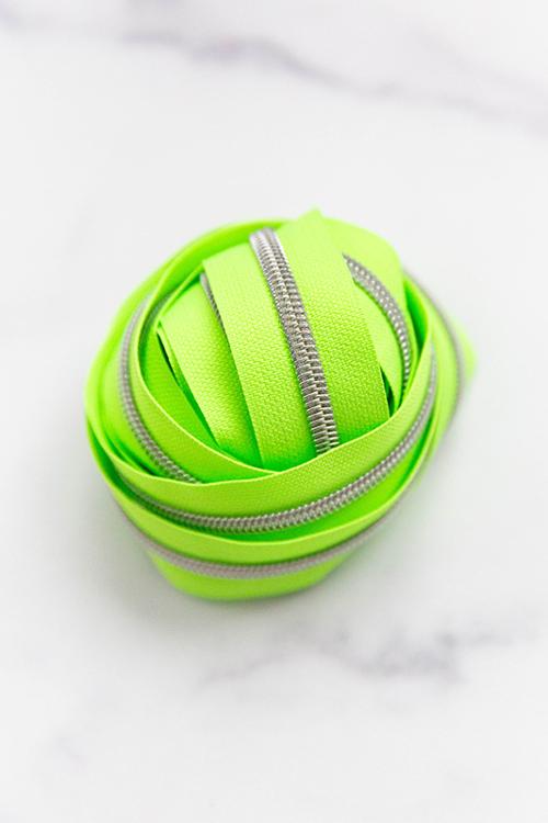Zipper Tape #5 3yd // Key Lime Pop (Neon) // Knot and Thread