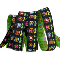 5/8" Catnap - Daisy in Black Ribbon // Alexia Abegg // Renaissance Ribbons
