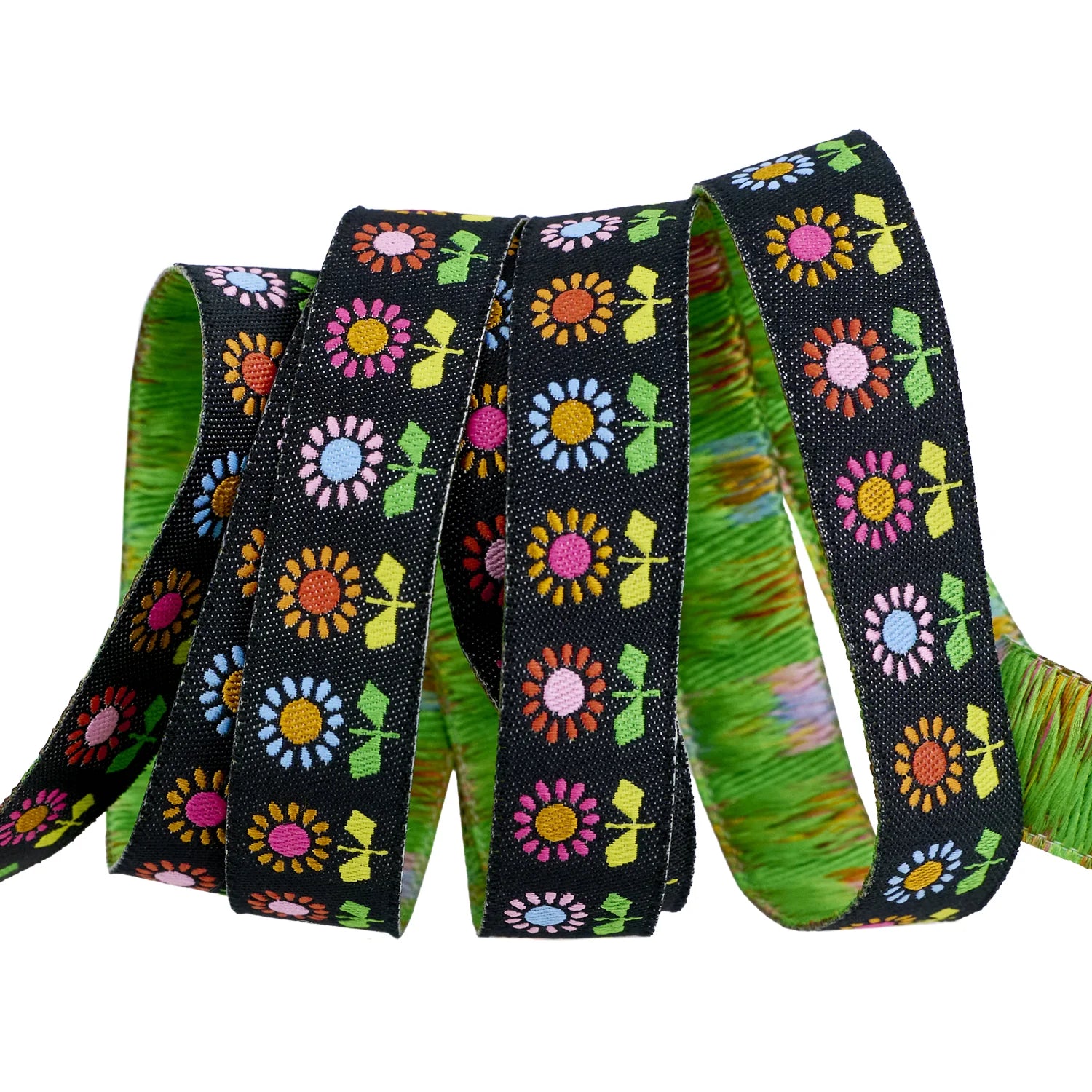 5/8" Catnap - Daisy in Black Ribbon // Alexia Abegg // Renaissance Ribbons