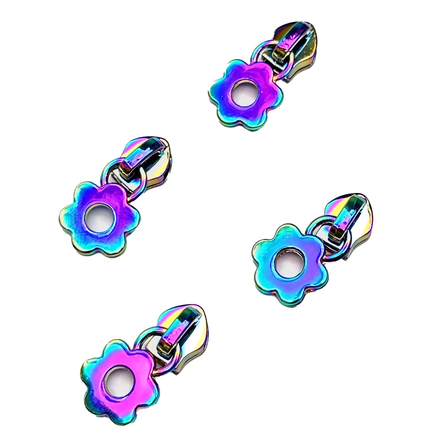 Iridescent Flower Zipper Pulls - 4ct. // Sassafras Lane