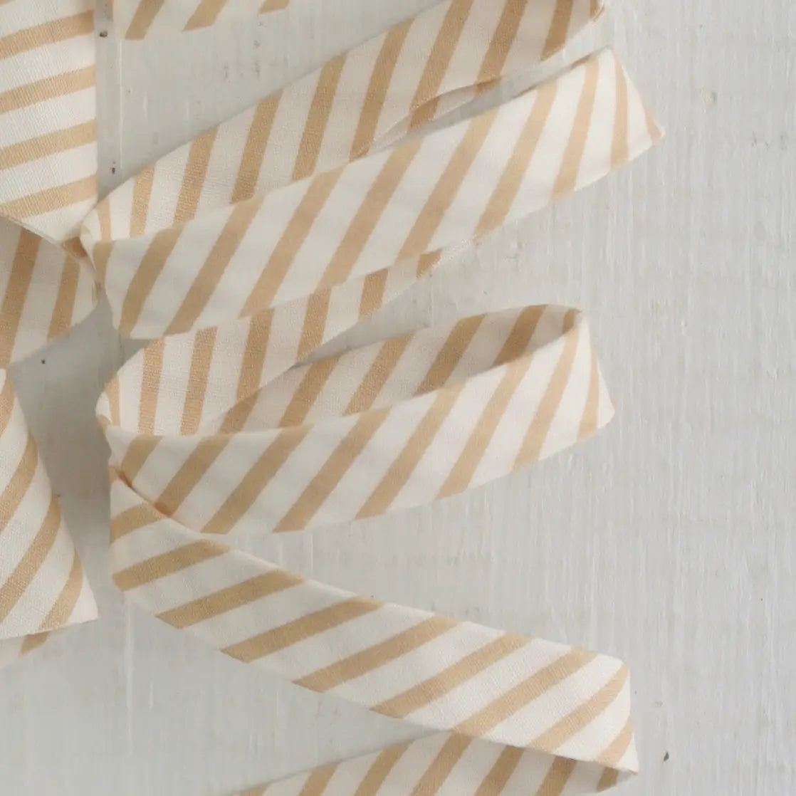 1/2" Double Fold Bias Binding // Tan Stripe // Bessie Pearl