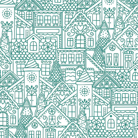 PRE-ORDER Jolly Tidings // Gingerbread Village - Turquoise // Whim & Joy