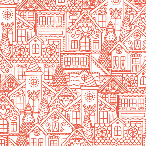 PRE-ORDER Jolly Tidings // Gingerbread Village - Red // Whim & Joy