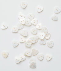 Heart Shaped Shell Buttons: Set of 12