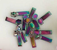White Rainbow Coil Zipper with Iridescent Pulls - 3 Yards