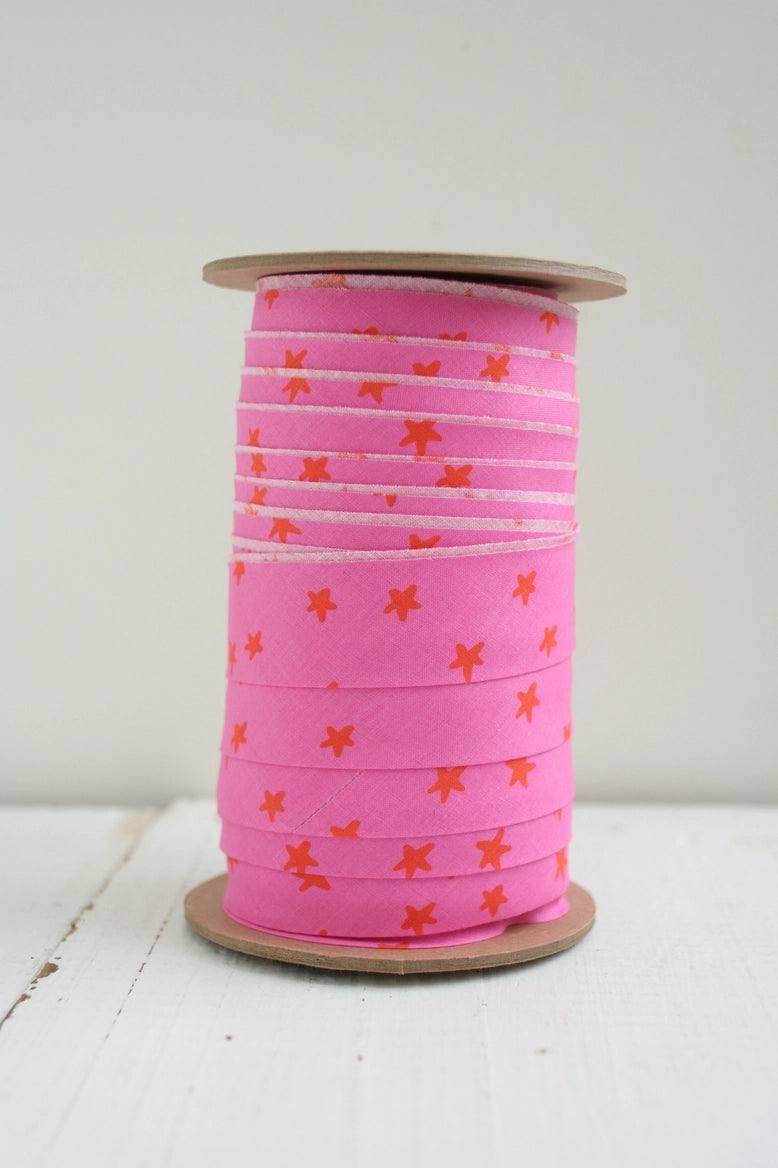 2.5" Bias Quilt Binding // Starry Vivid Pink // Bessie Pearl