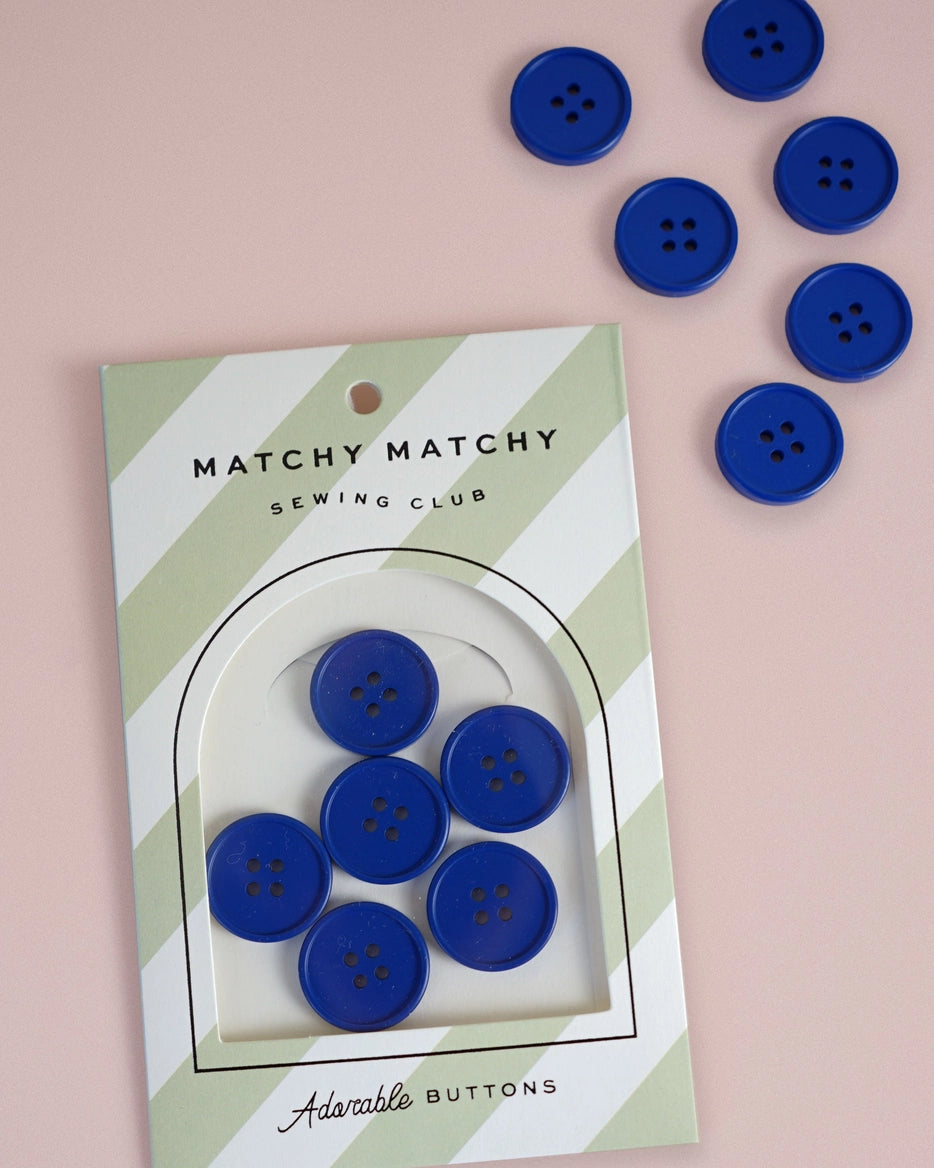 Cobalt Retro Buttons - 7/8" by Matchy Matchy Sewing Club
