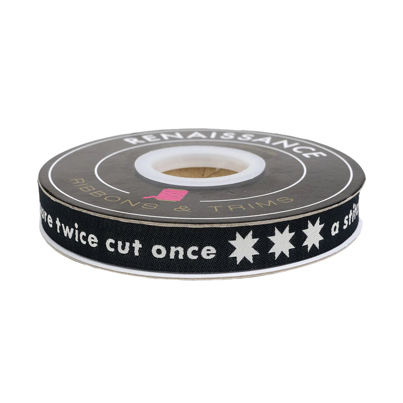 5/8" Catnap - Measure Twice in Black Ribbon // Alexia Abegg // Renaissance Ribbons