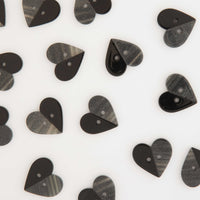 Large Two Toned Black Heart Buttons
