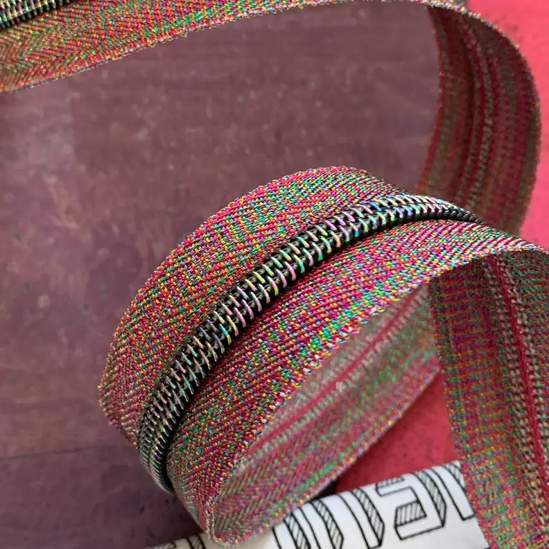 Colorful Zipper Tape with Iridescent Teeth- 3 yards // Sassafras Lane