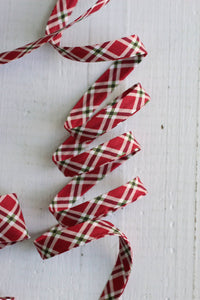 1/2" Double Fold Bias Binding // Red & Green Christmas Plaid