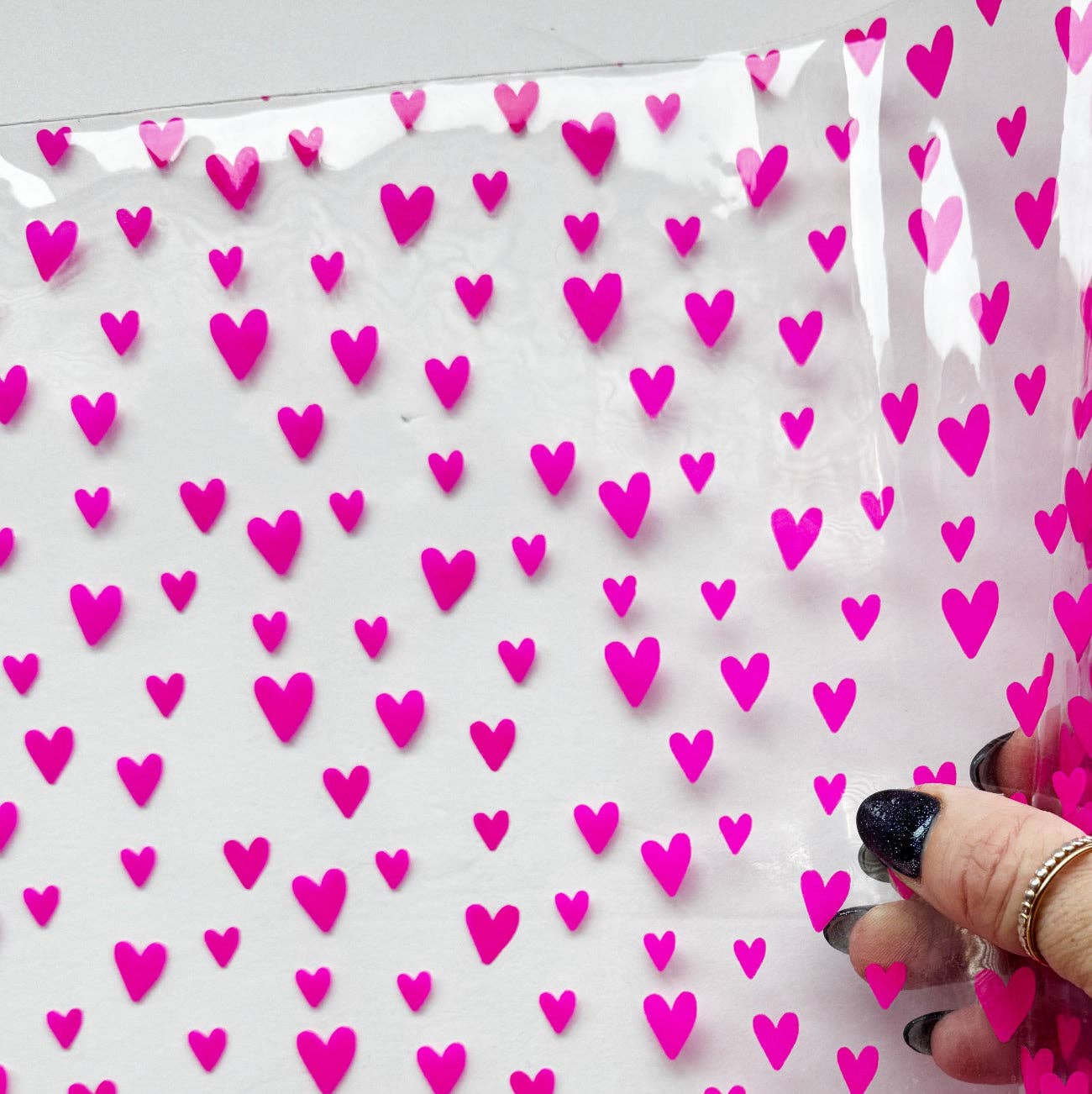 Hot Pink Jazzy Hearts TPU Vinyl Heart Style 12” x 52” Roll