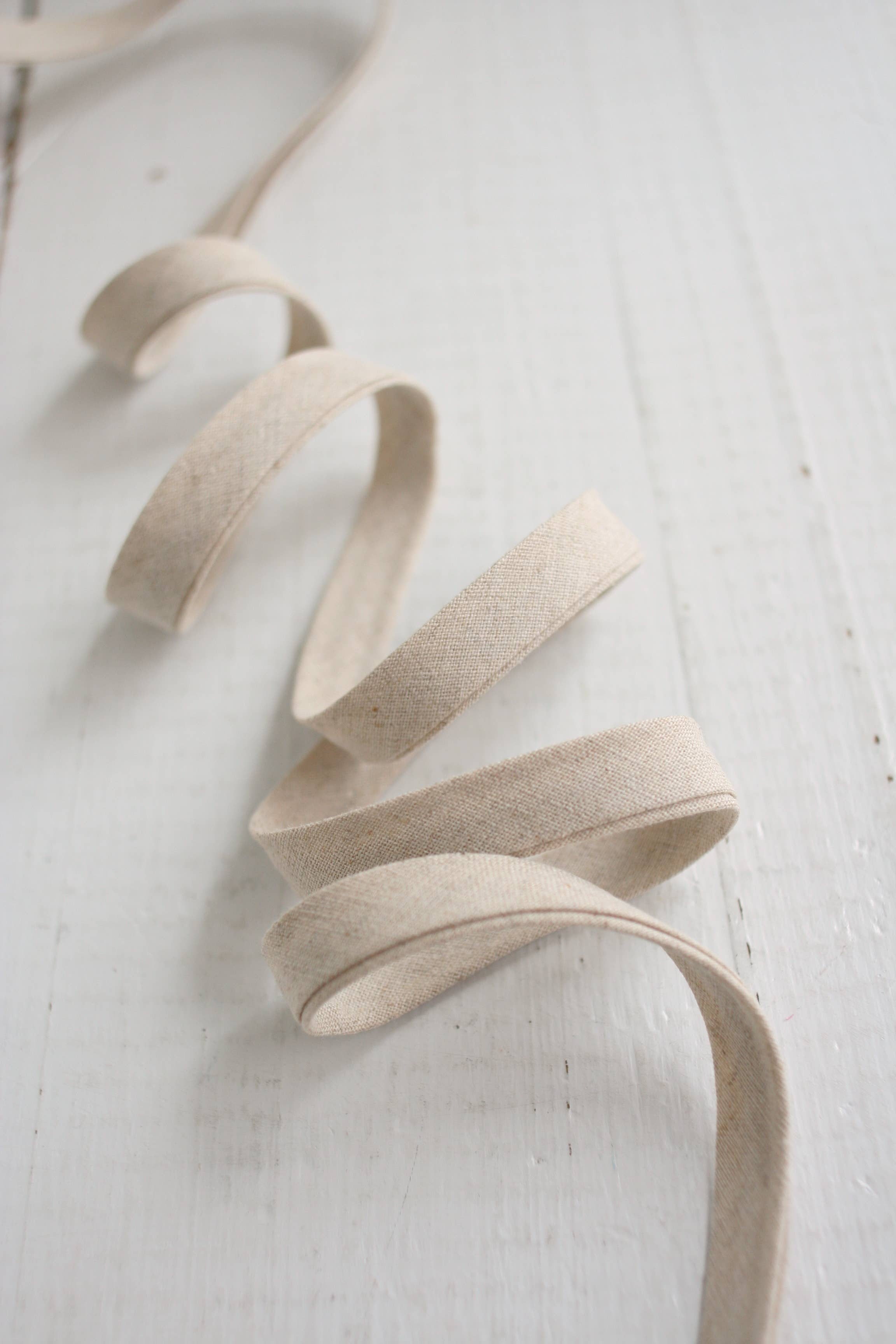 1/2" Double Fold Bias Binding // Natural Linen Cotton // Bessie Pearl