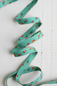 1/2" Double Fold Bias Binding // Field Strawberries in Teal
