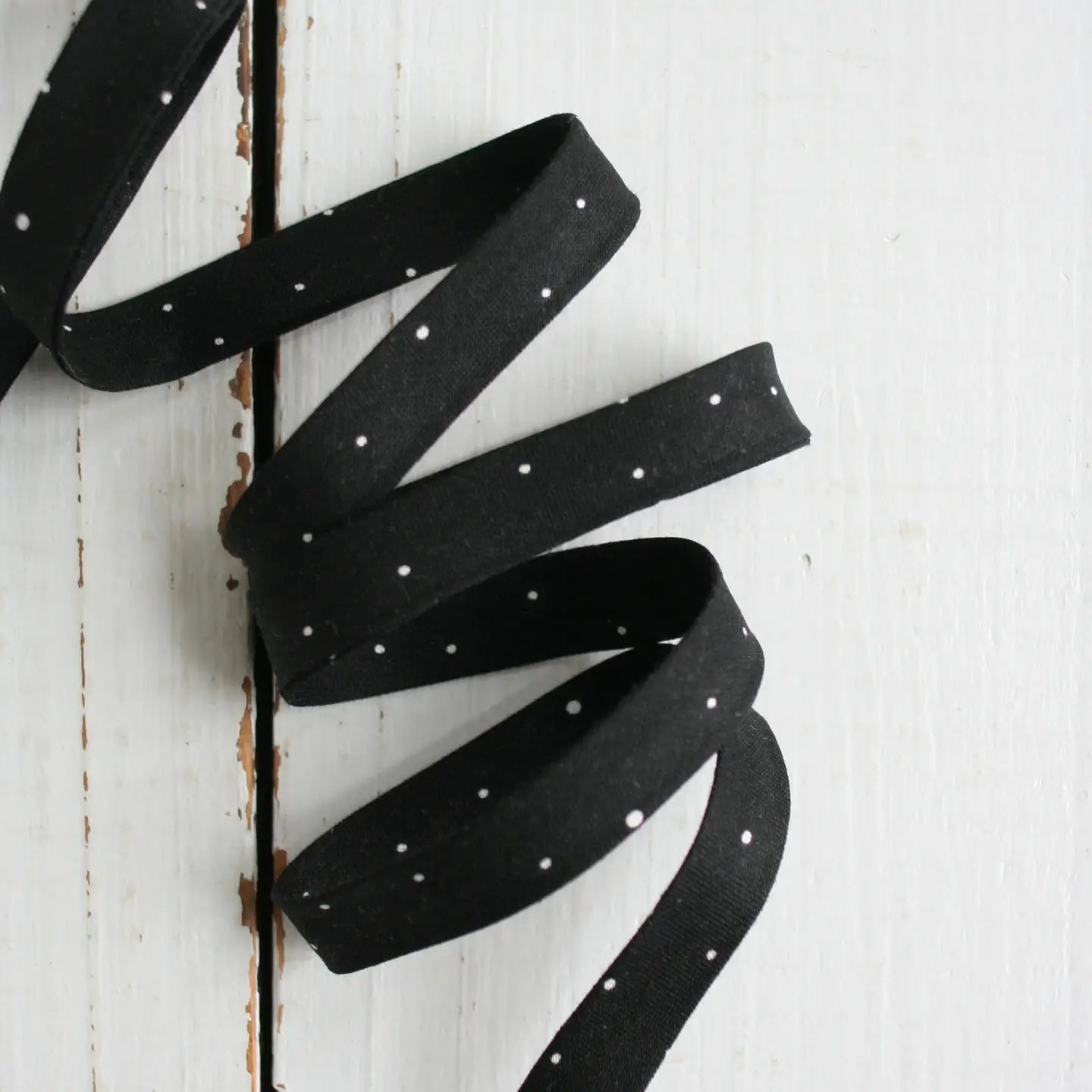 1/2" Double Fold Bias Binding // Black Dot // Bessie Pearl