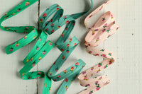 1/2" Double Fold Bias Binding // Field Strawberries in Jade