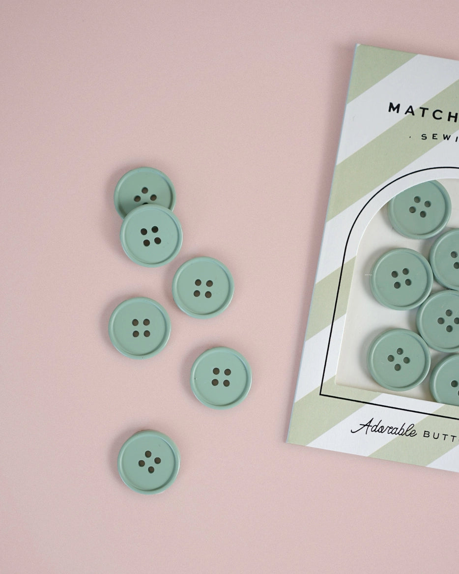 Sage Retro Buttons - 7/8" by Matchy Matchy Sewing Club