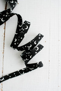 1/2" Double Fold Bias Binding // Moon & Stars GLOW IN THE DARK // Bessie Pearl