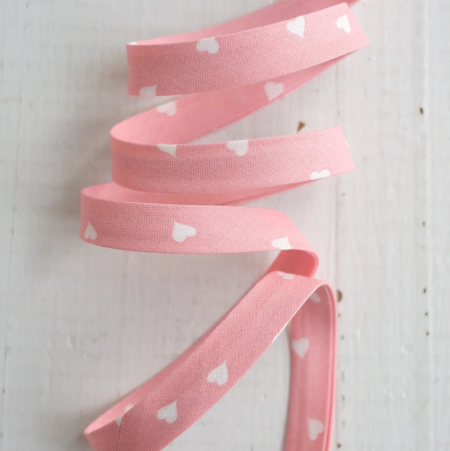 1/2" Double Fold Bias Binding // Pink Hearts // Bessie Pearl
