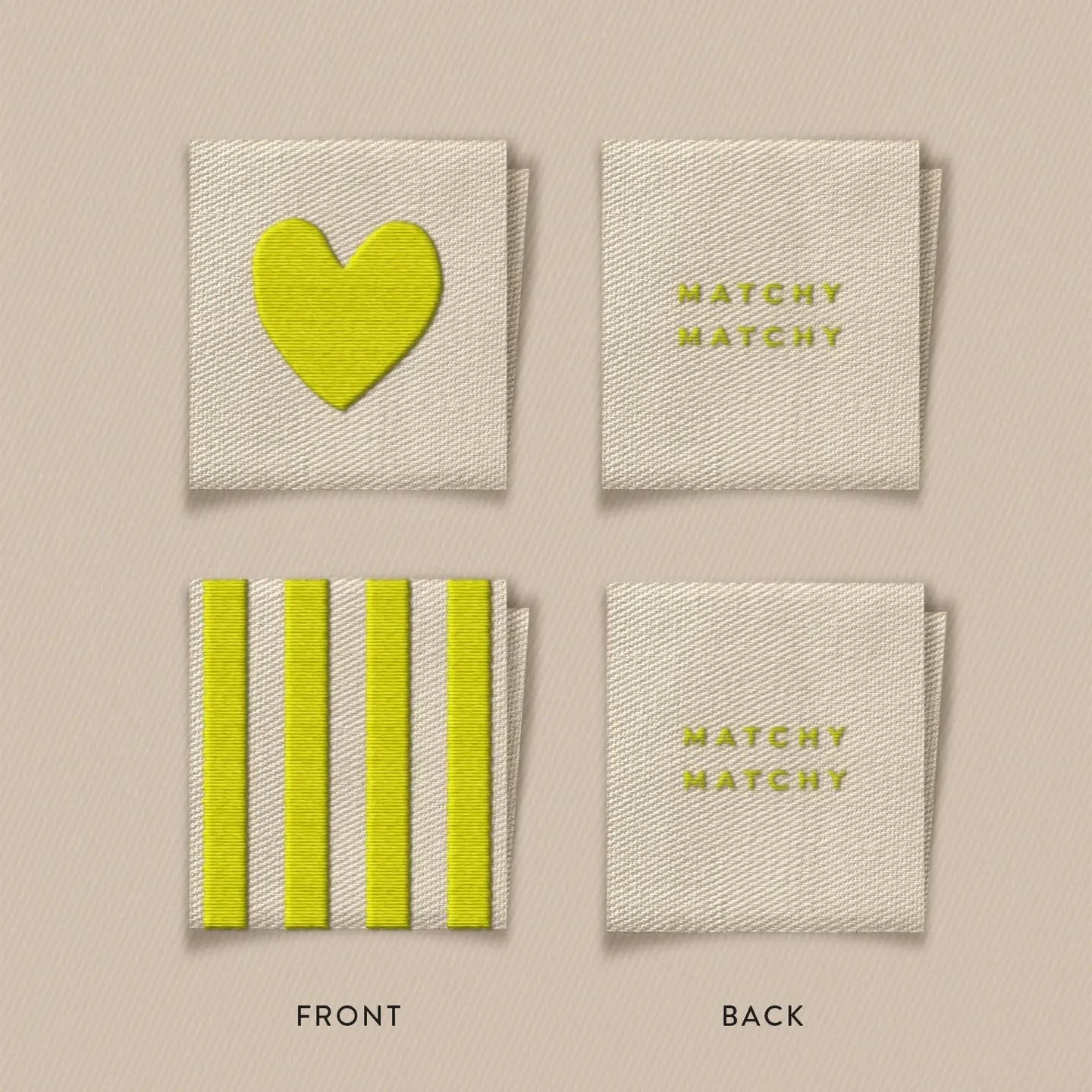 Citron Heart and Stripe Square Labels // Matchy Matchy Sewing Club