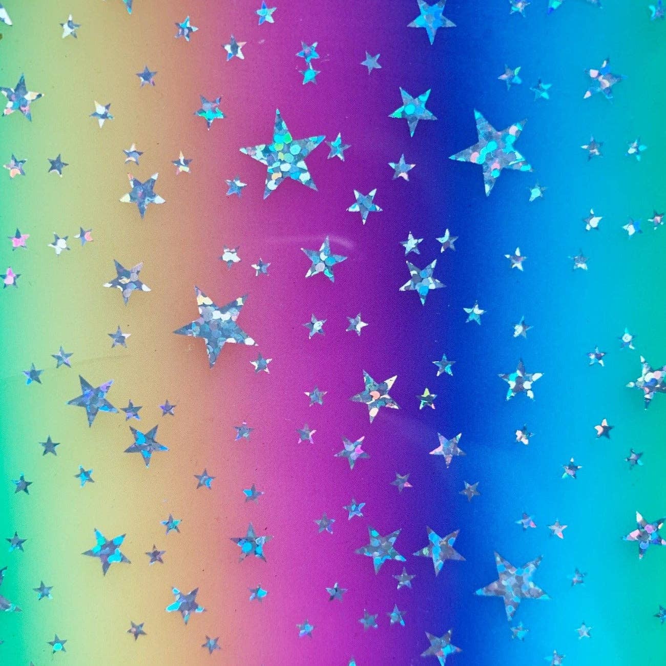 Rainbow Glittery Stars TPU Vinyl Fabric
