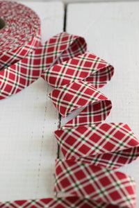 2.5" Bias Quilt Binding // Red & Green Plaid