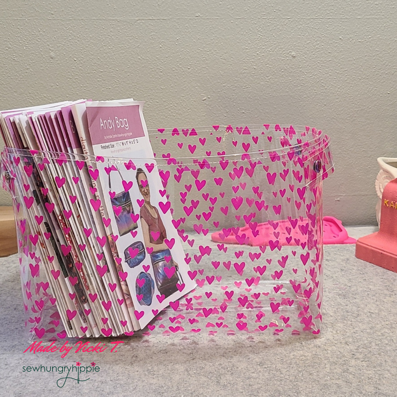 Hot Pink Jazzy Hearts TPU Vinyl Heart Style 12” x 52” Roll