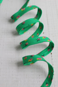 1/2" Double Fold Bias Binding // Field Strawberries in Jade