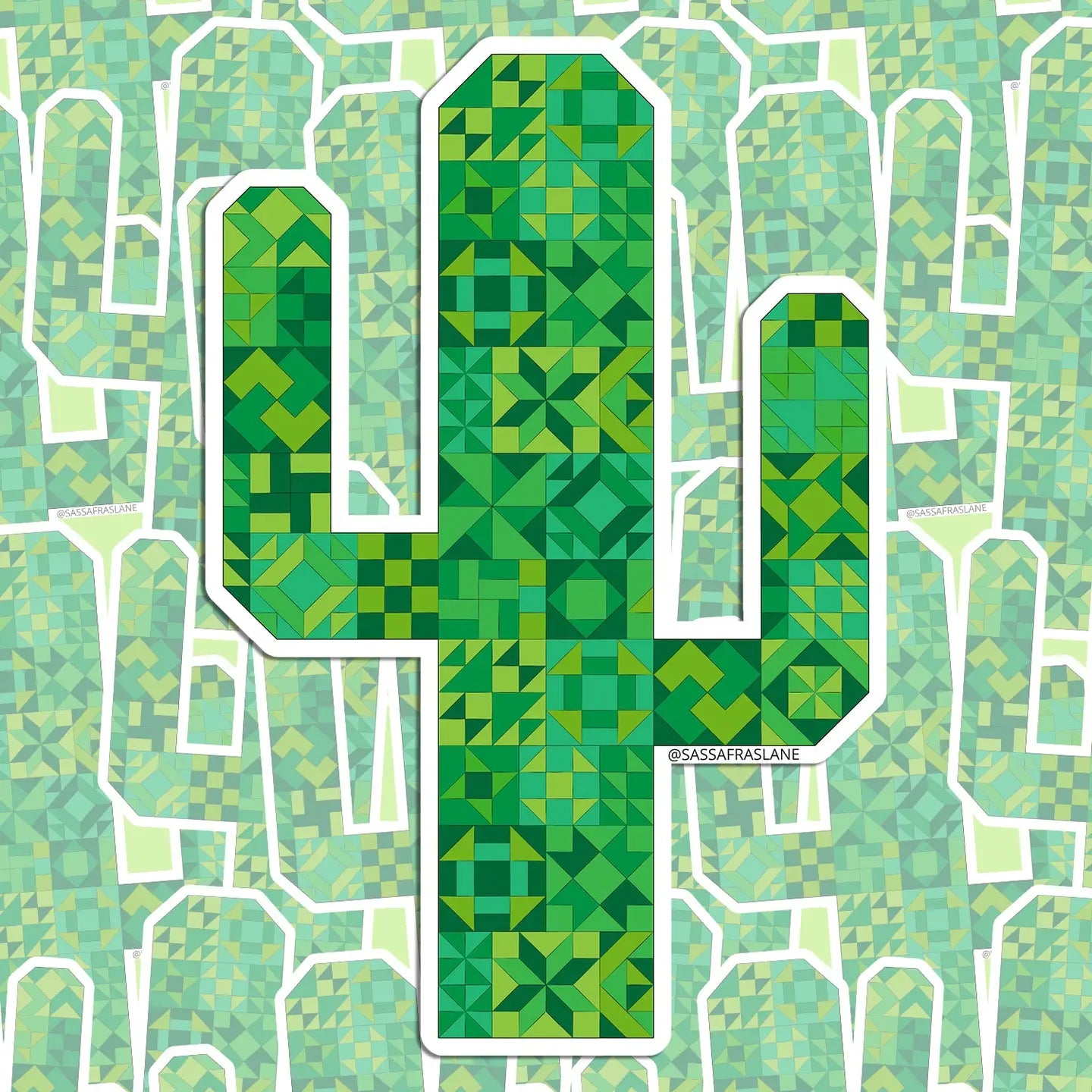 Patchwork Cactus Sticker // Sassafras Lane