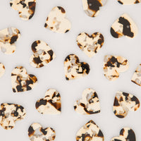 Large Black + Cream Tortoise Heart Buttons