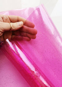 Hot Pink Clear Glitter vinyl