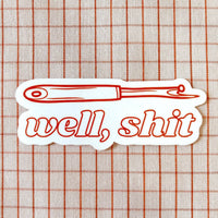 Well, Shit Seam Ripper Sticker in Red