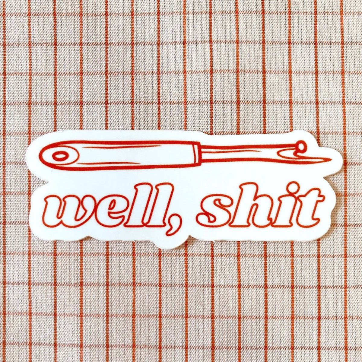 Well, Shit Seam Ripper Sticker in Red