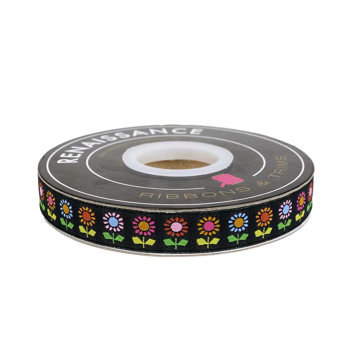 5/8" Catnap - Daisy in Black Ribbon // Alexia Abegg // Renaissance Ribbons