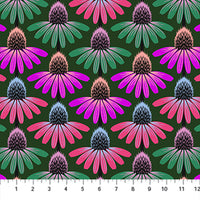 Perennial Borders // Echinacea Rhythm - Forest  // Anna Maria Textiles