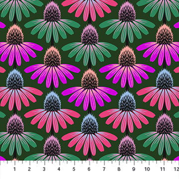 Perennial Borders // Echinacea Rhythm - Forest  // Anna Maria Textiles