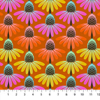 Perennial Borders // Echinacea Rhythm - Fire  // Anna Maria Textiles