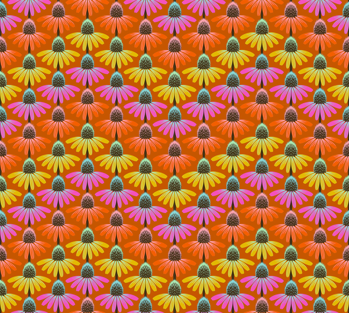 Perennial Borders // Echinacea Rhythm - Fire  // Anna Maria Textiles