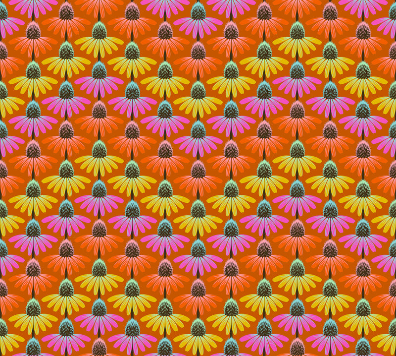 Perennial Borders // Echinacea Rhythm - Fire  // Anna Maria Textiles