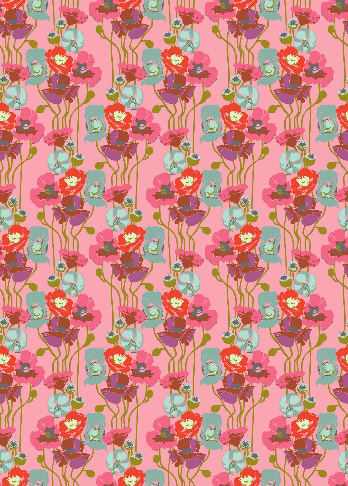 PRE-ORDER Overdressed // Pouring Poppies - Haze // Anna Maria Textiles
