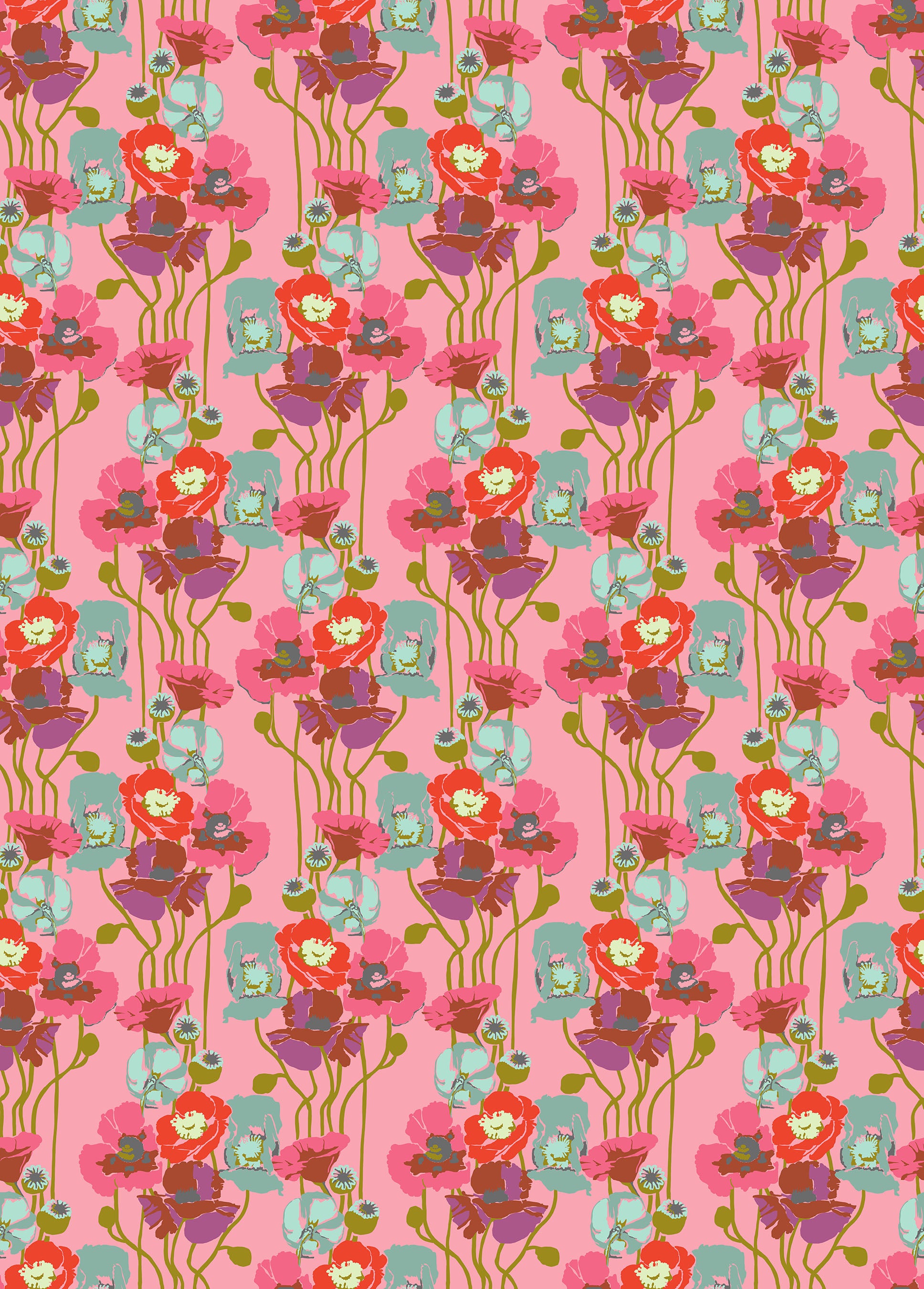 PRE-ORDER Overdressed // Pouring Poppies - Haze // Anna Maria Textiles