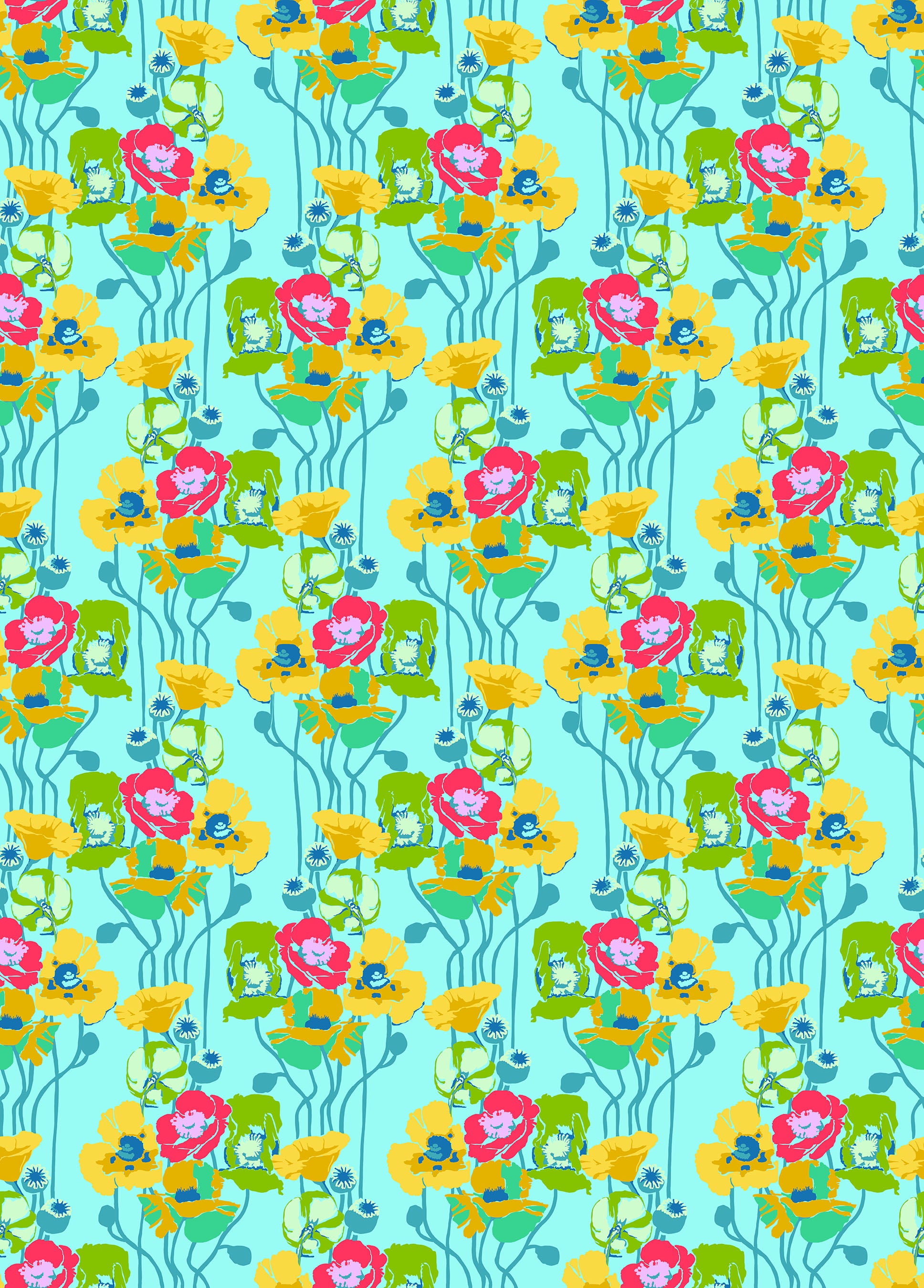 PRE-ORDER Overdressed // Pouring Poppies - Clear // Anna Maria Textiles