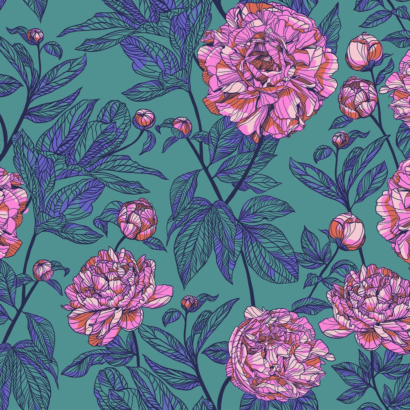 PRE-ORDER 108" WIDEBACK Indelible // Peony - Jade // Anna Maria Textiles