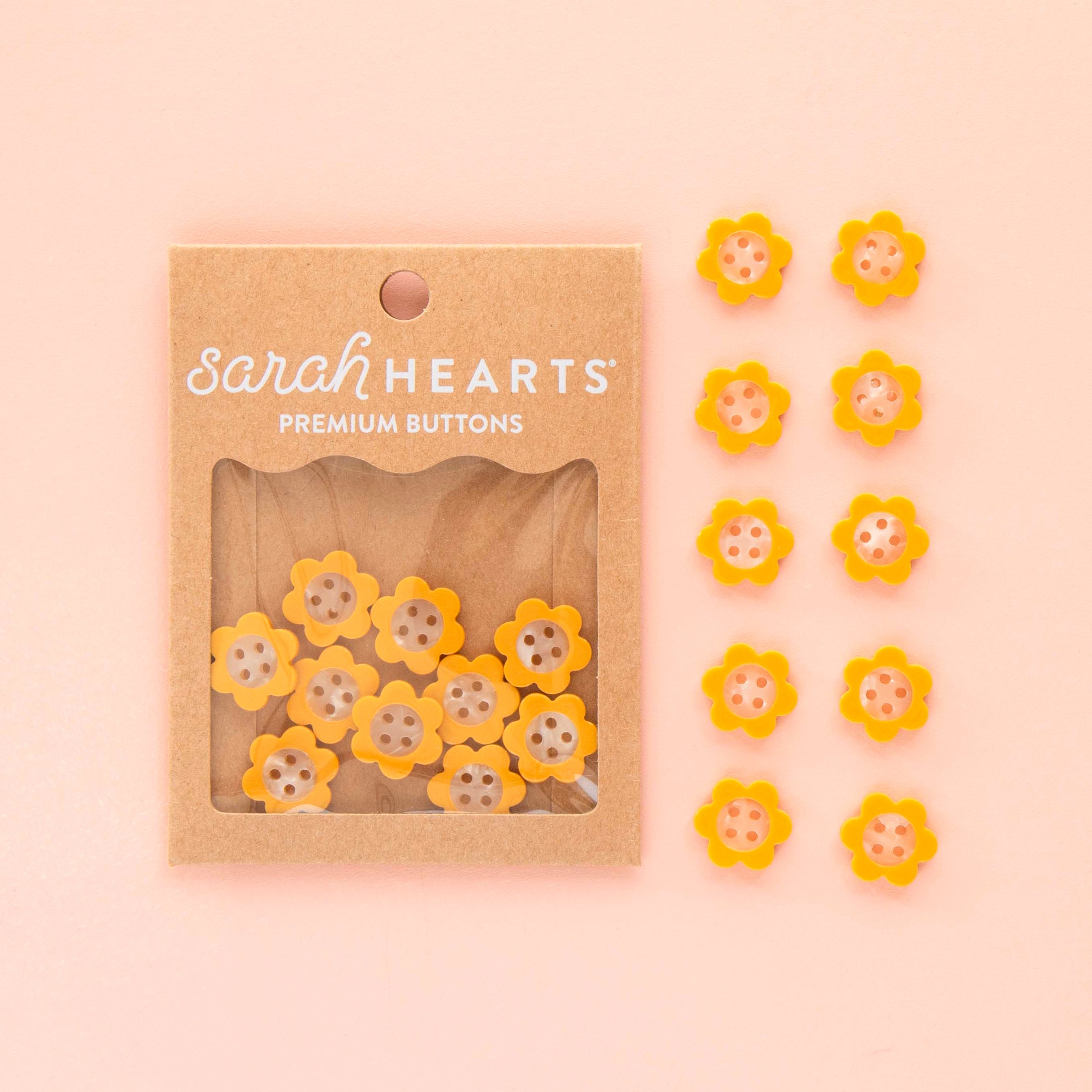 Yellow Daisy Small 5/8" Buttons by Sarah Hearts