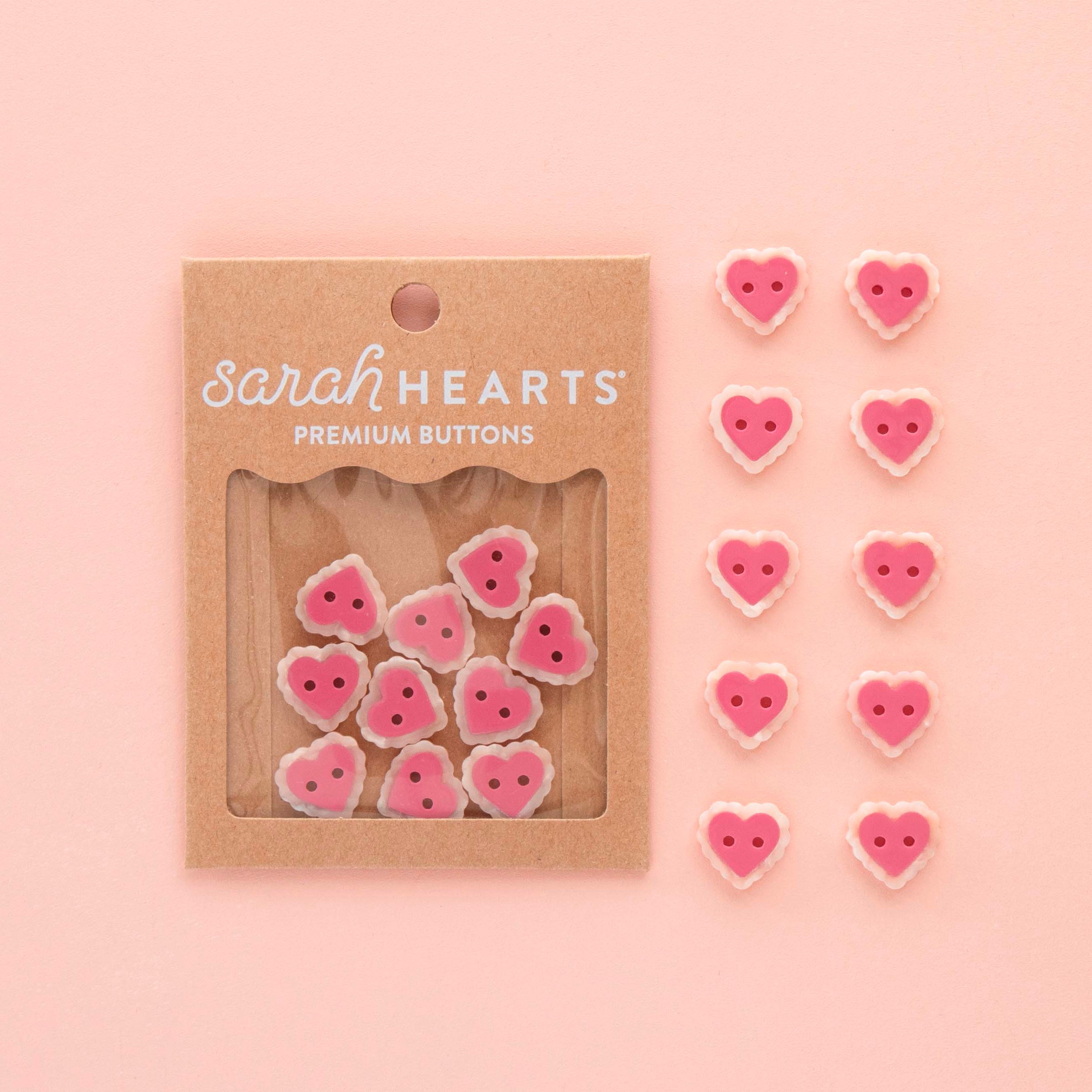 Pink Sweet Heart Small 5/8" Buttons by Sarah Hearts