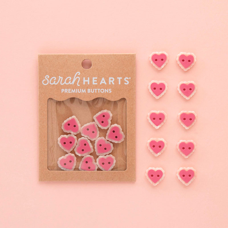 Pink Sweet Heart Small 5/8" Buttons by Sarah Hearts