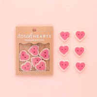 Pink Sweet Heart Large 1" Buttons by Sarah Hearts